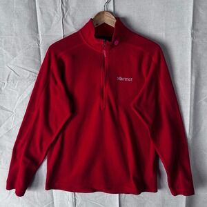 Marmot Polartec Classic‎ Fleece 1/4 Zip Pullover Red Mens Size Medium